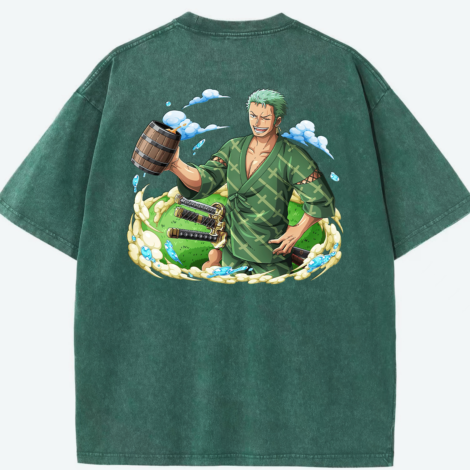 ワンピース ロロノア・ゾロ ONE PIECE Roronoa Zoro 綿100% ヴィンテージ風 半袖Tシャツ（背面プリント）